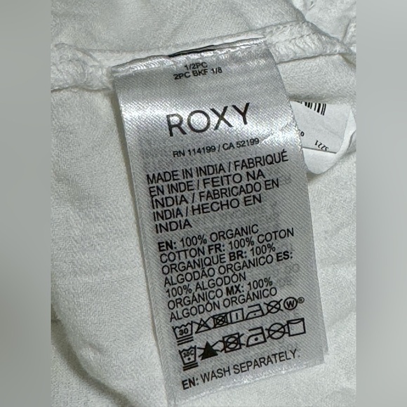 Roxy Dress White Crew Neck Dress Short Sleeve Size S/P/CH - Picture 3 of 4
